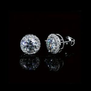 2 Carat VVS1 Moissanite Stud Earrings - 925 Sterling Silver Post